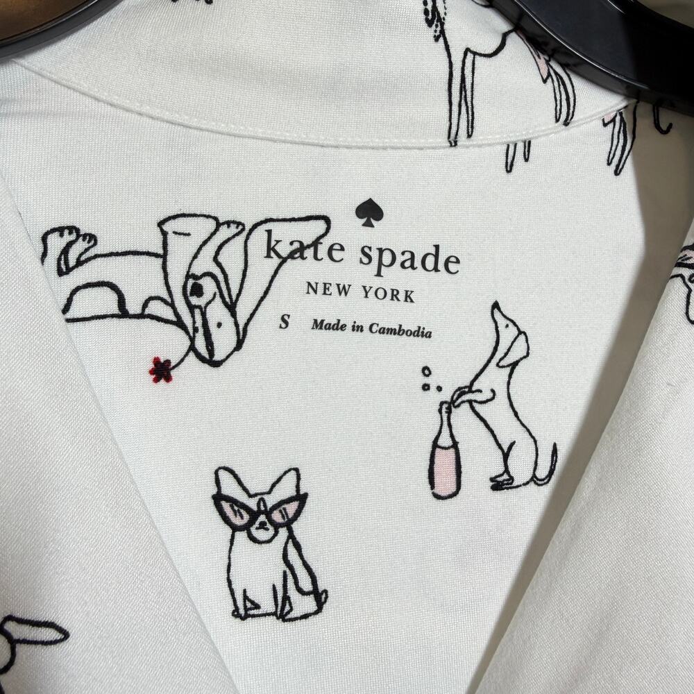 NWT Kate Spade Cream with black dogs pattern pajama set size S - Picture 2 of 12
